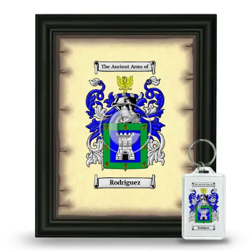 Rodriguez Framed Coat of Arms and Keychain - Black