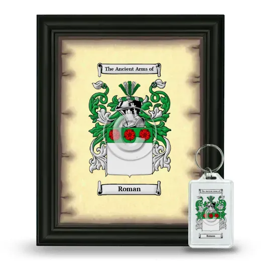 Roman Framed Coat of Arms and Keychain - Black