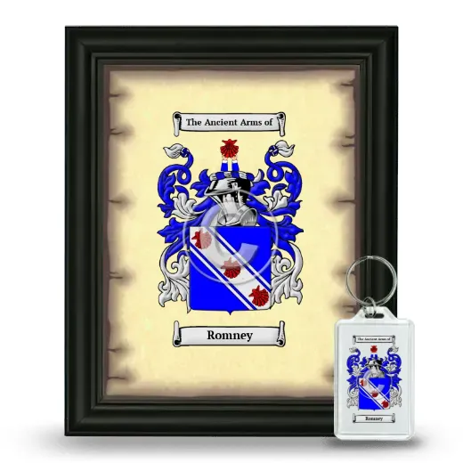 Romney Framed Coat of Arms and Keychain - Black