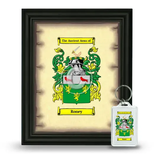 Roney Framed Coat of Arms and Keychain - Black