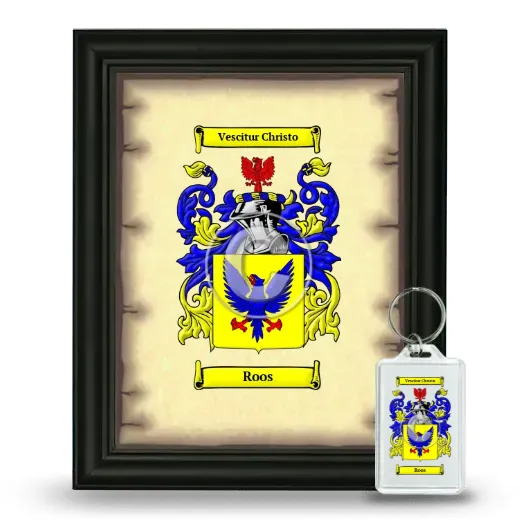 Roos Framed Coat of Arms and Keychain - Black