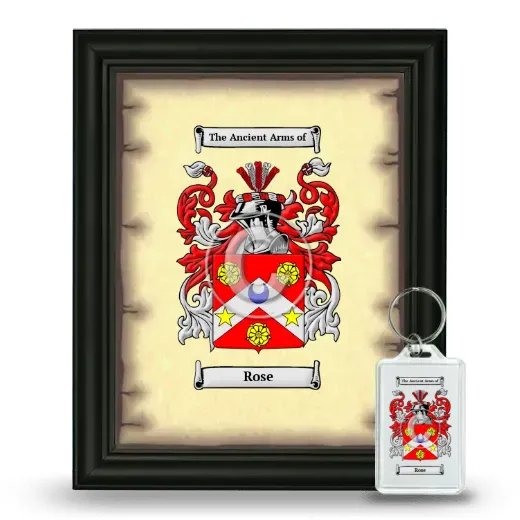 Rose Framed Coat of Arms and Keychain - Black
