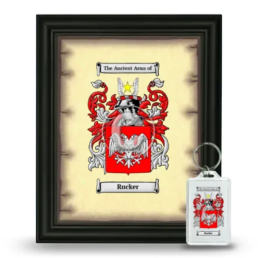 Rucker Framed Coat of Arms and Keychain - Black