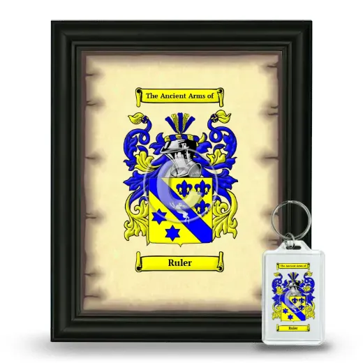 Ruler Framed Coat of Arms and Keychain - Black