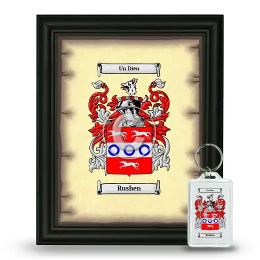 Rushen Framed Coat of Arms and Keychain - Black