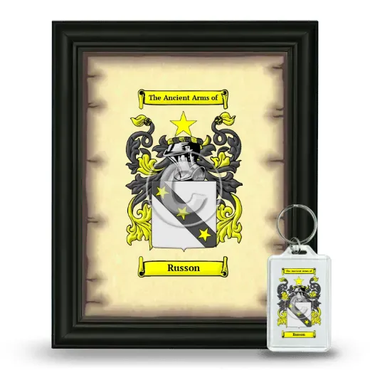 Russon Framed Coat of Arms and Keychain - Black