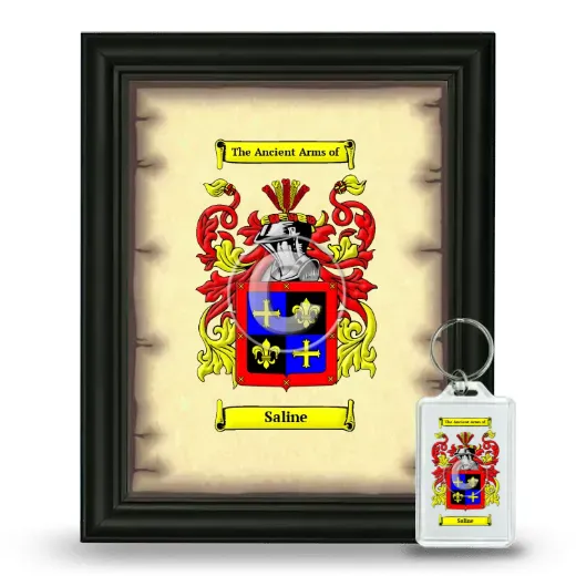 Saline Framed Coat of Arms and Keychain - Black