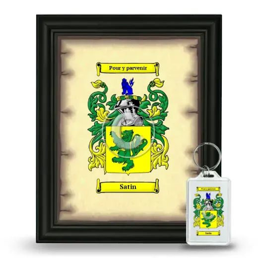 Satin Framed Coat of Arms and Keychain - Black
