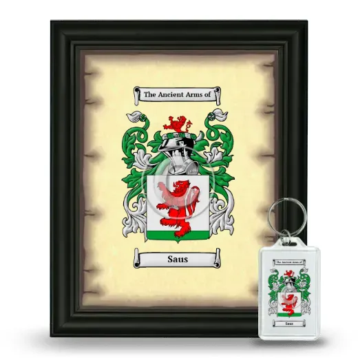 Saus Framed Coat of Arms and Keychain - Black