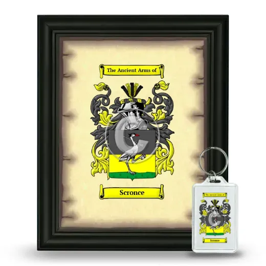Scronce Framed Coat of Arms and Keychain - Black