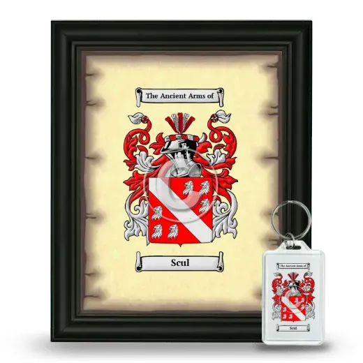 Scul Framed Coat of Arms and Keychain - Black
