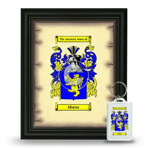 Sforza Framed Coat of Arms and Keychain - Black