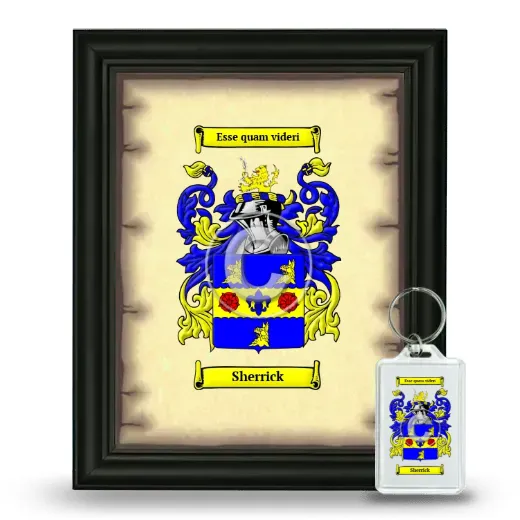 Sherrick Framed Coat of Arms and Keychain - Black
