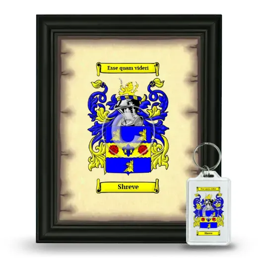 Shreve Framed Coat of Arms and Keychain - Black