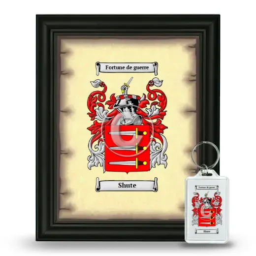 Shute Framed Coat of Arms and Keychain - Black