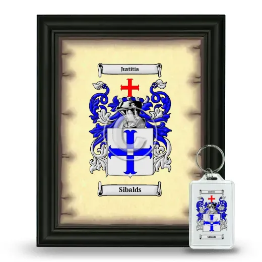 Sibalds Framed Coat of Arms and Keychain - Black