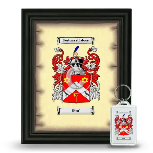 Sim' Framed Coat of Arms and Keychain - Black