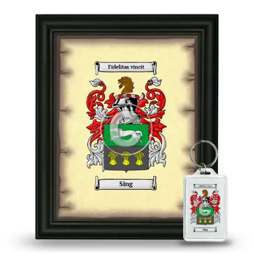 Sing Framed Coat of Arms and Keychain - Black