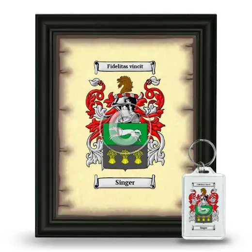 Singer Framed Coat of Arms and Keychain - Black