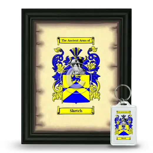 Sketch Framed Coat of Arms and Keychain - Black