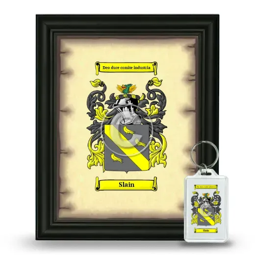 Slain Framed Coat of Arms and Keychain - Black