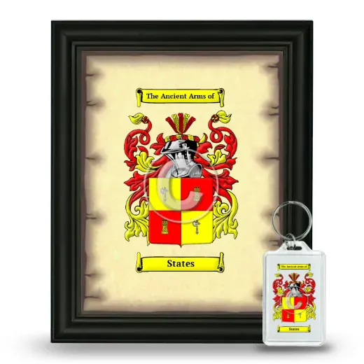 States Framed Coat of Arms and Keychain - Black