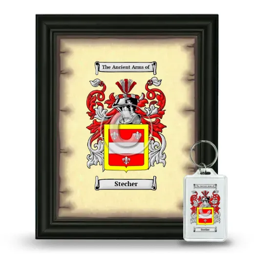 Stecher Framed Coat of Arms and Keychain - Black