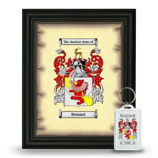 Steuart Framed Coat of Arms and Keychain - Black