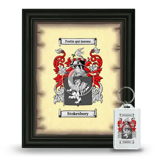 Stokesbury Framed Coat of Arms and Keychain - Black