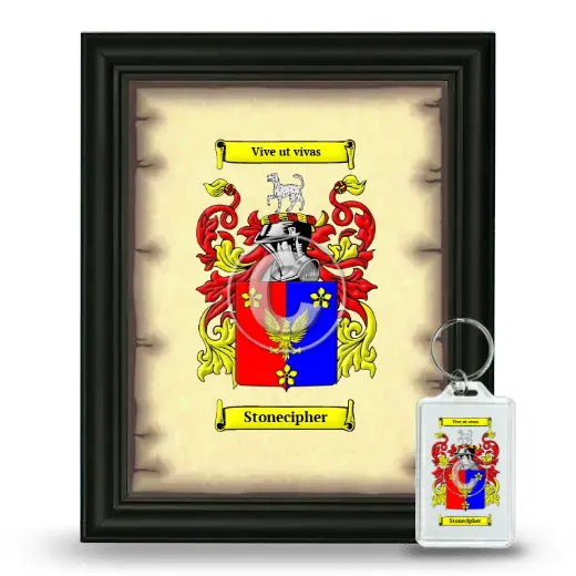 Stonecipher Framed Coat of Arms and Keychain - Black