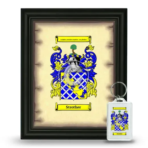 Strother Framed Coat of Arms and Keychain - Black