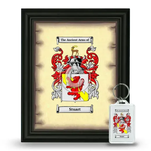Stuart Framed Coat of Arms and Keychain - Black