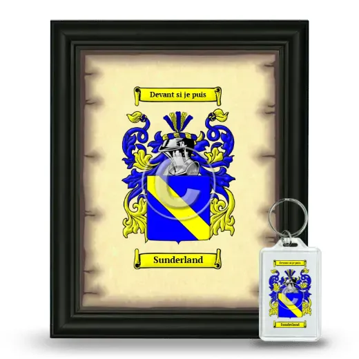 Sunderland Framed Coat of Arms and Keychain - Black