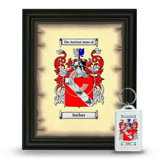 Suther Framed Coat of Arms and Keychain - Black