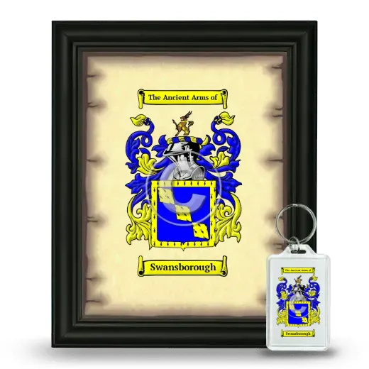 Swansborough Framed Coat of Arms and Keychain - Black