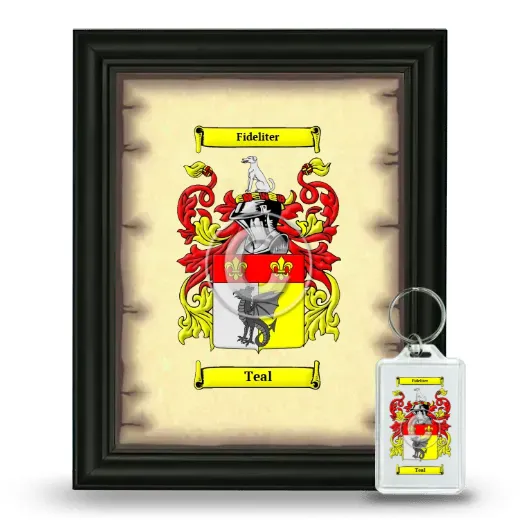 Teal Framed Coat of Arms and Keychain - Black
