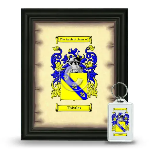 Thistles Framed Coat of Arms and Keychain - Black