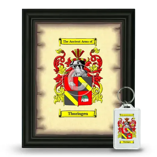 Thuringen Framed Coat of Arms and Keychain - Black