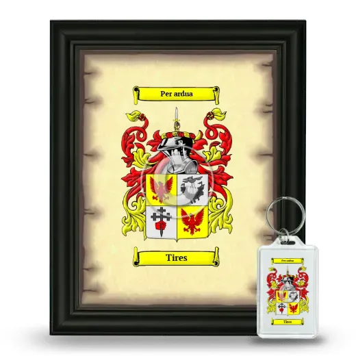 Tires Framed Coat of Arms and Keychain - Black