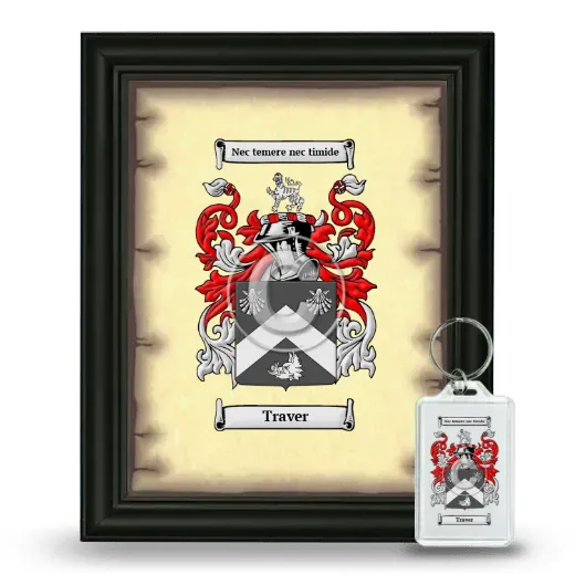 Traver Framed Coat of Arms and Keychain - Black