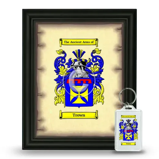 Trown Framed Coat of Arms and Keychain - Black