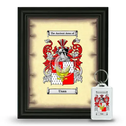 Usan Framed Coat of Arms and Keychain - Black
