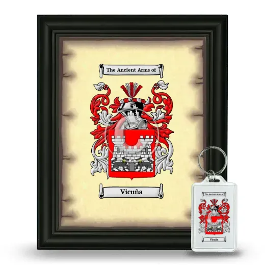 Vicuña Framed Coat of Arms and Keychain - Black
