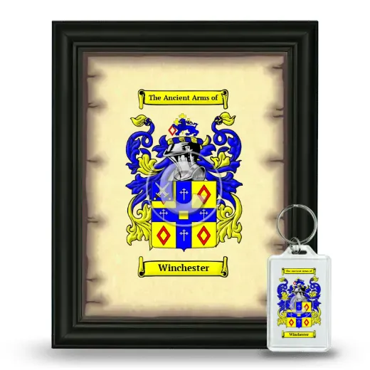 Winchester Framed Coat of Arms and Keychain - Black