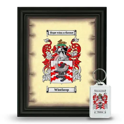 Winthrop Framed Coat of Arms and Keychain - Black