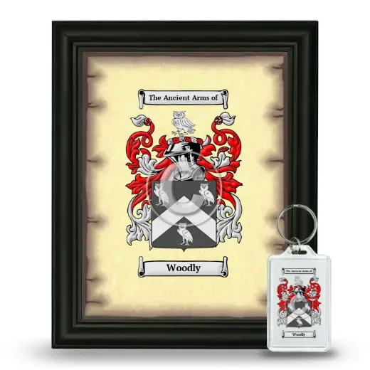 Woodly Framed Coat of Arms and Keychain - Black