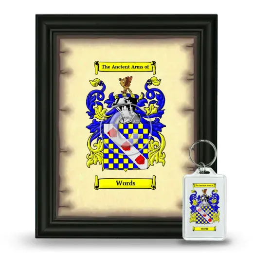 Words Framed Coat of Arms and Keychain - Black