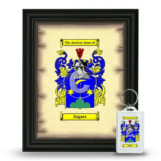 Zagars Framed Coat of Arms and Keychain - Black