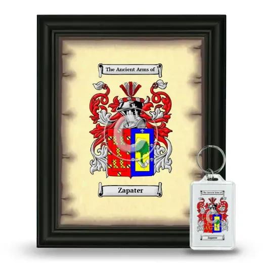 Zapater Framed Coat of Arms and Keychain - Black