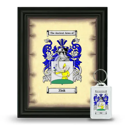 Zink Framed Coat of Arms and Keychain - Black